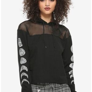 Moon Phase Black Mesh Hoodie